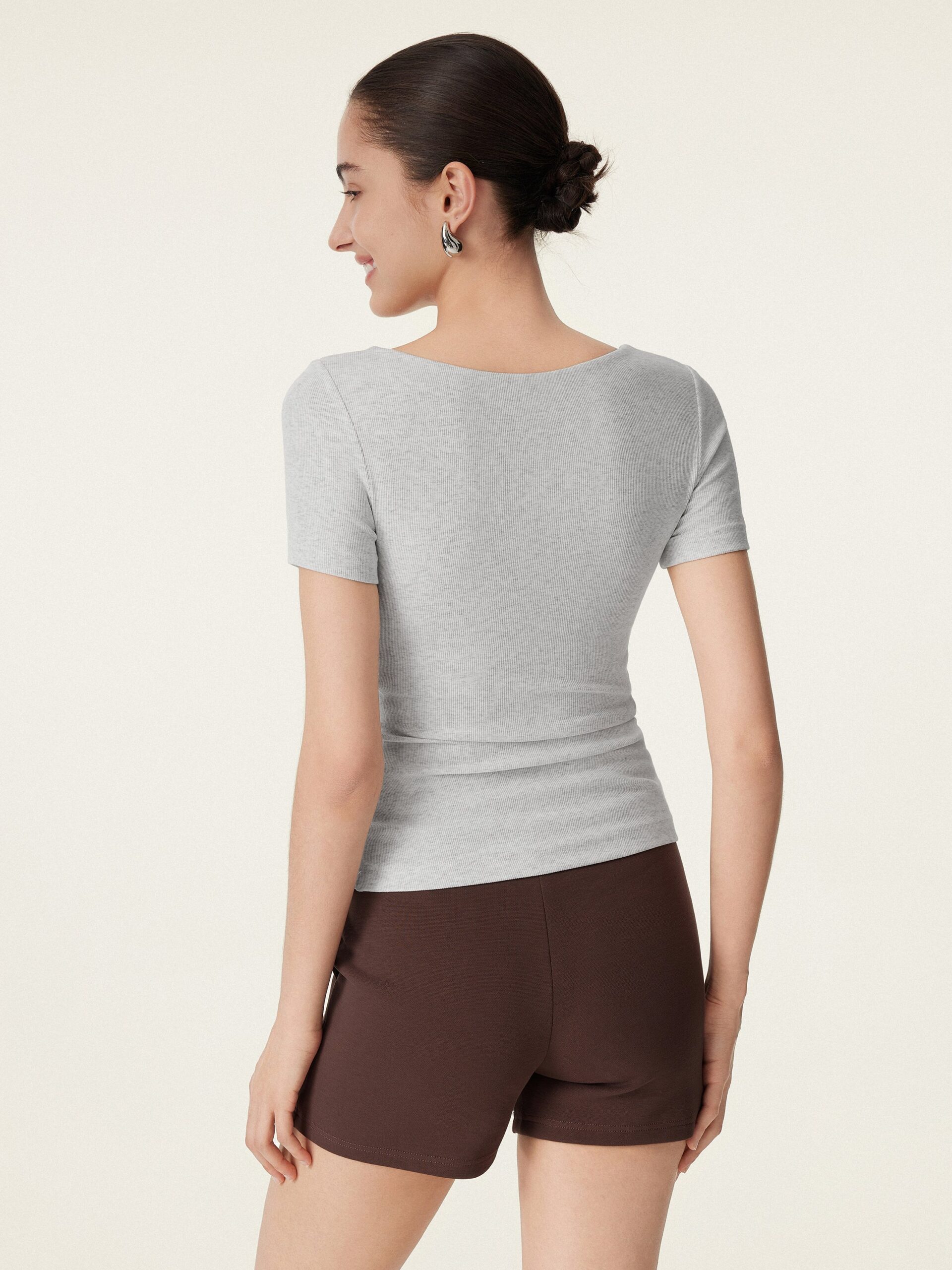 U-Ausschnitt Kurzarm Baumwolle New Airy Brami - Image 14