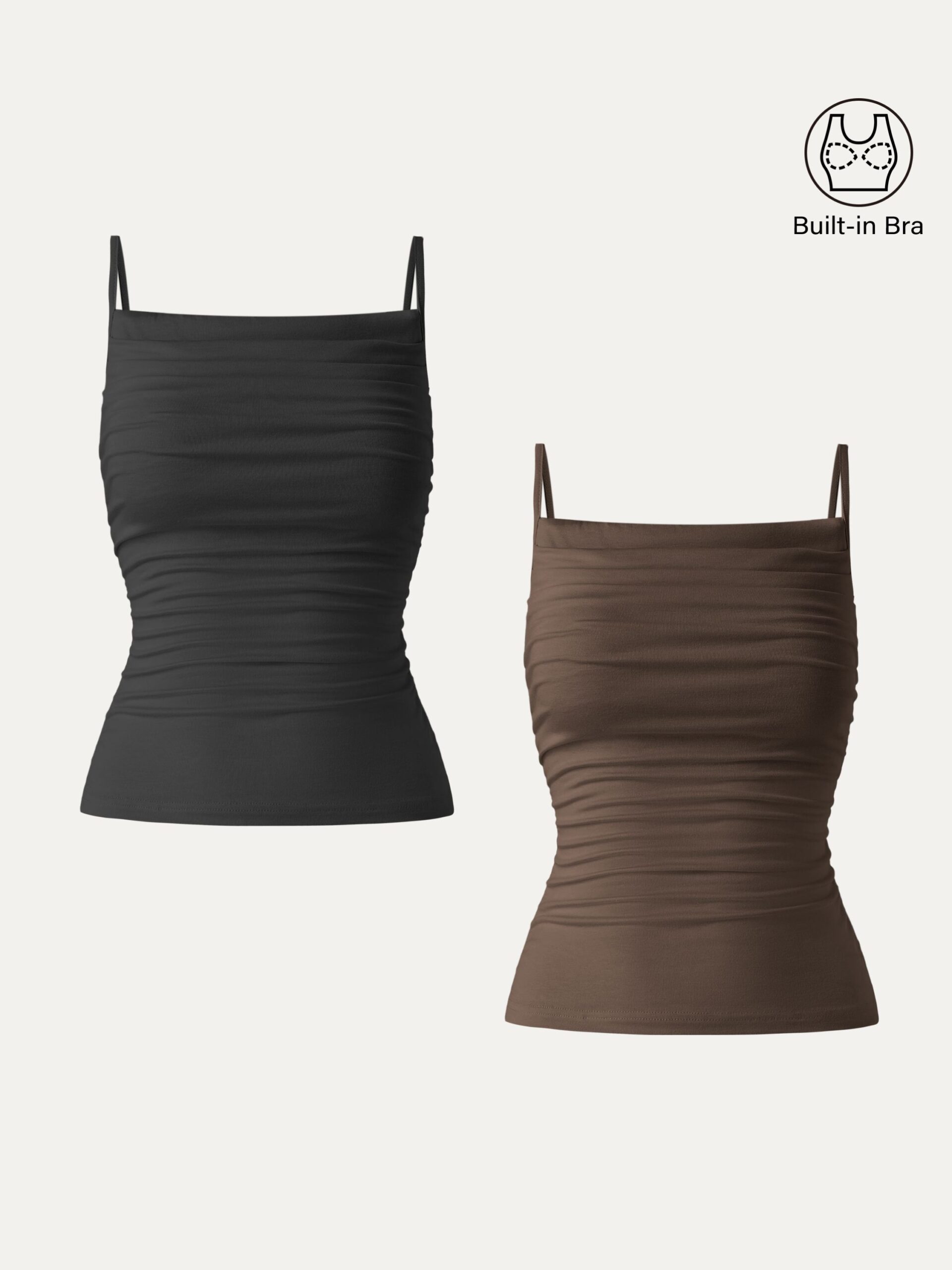 Verstellbare Spaghettiträger, seitlich gerafft, neuer, luftiger Brami - Image 15