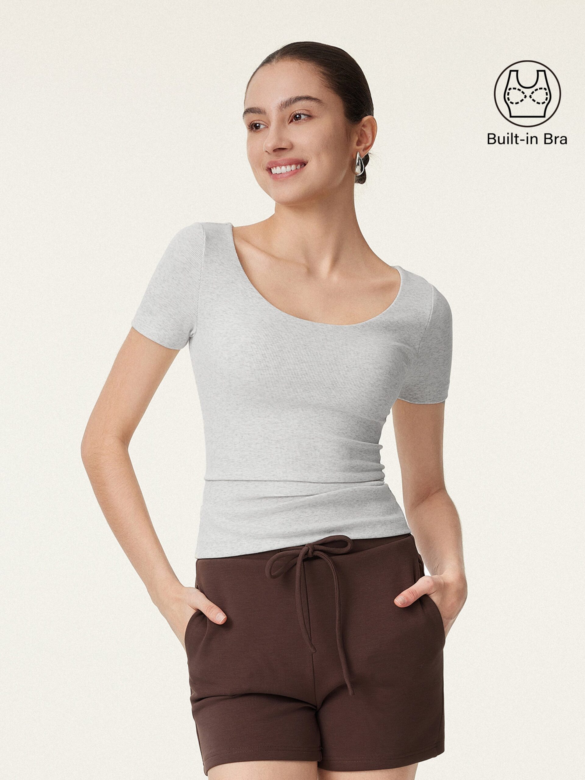 U-Ausschnitt Kurzarm Baumwolle New Airy Brami - Image 8