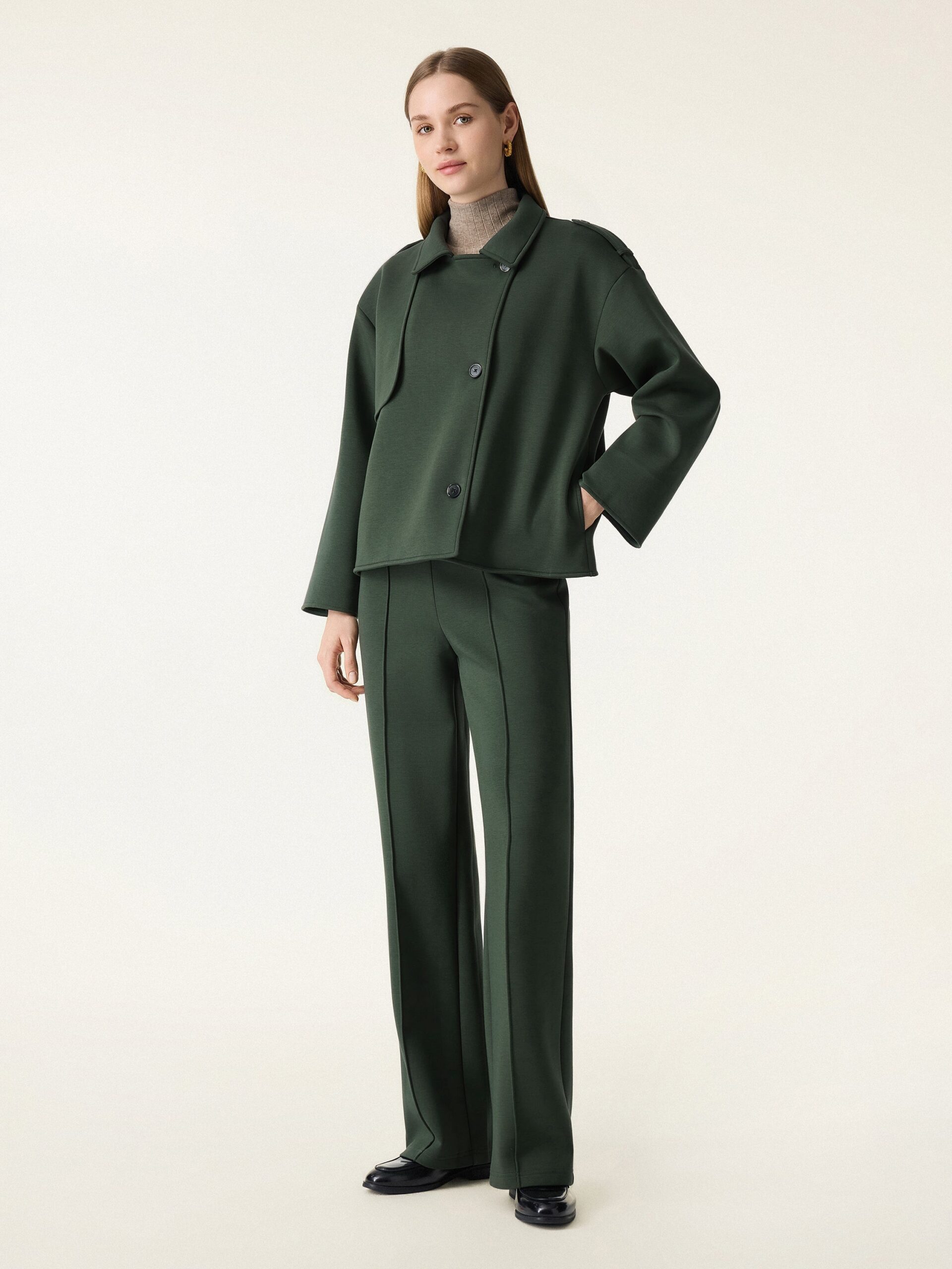 2-teiliges Set: Mantel mit wandelbarem Kragen und Knöpfen & Komforthose mit Bauchkontrolle - Image 3