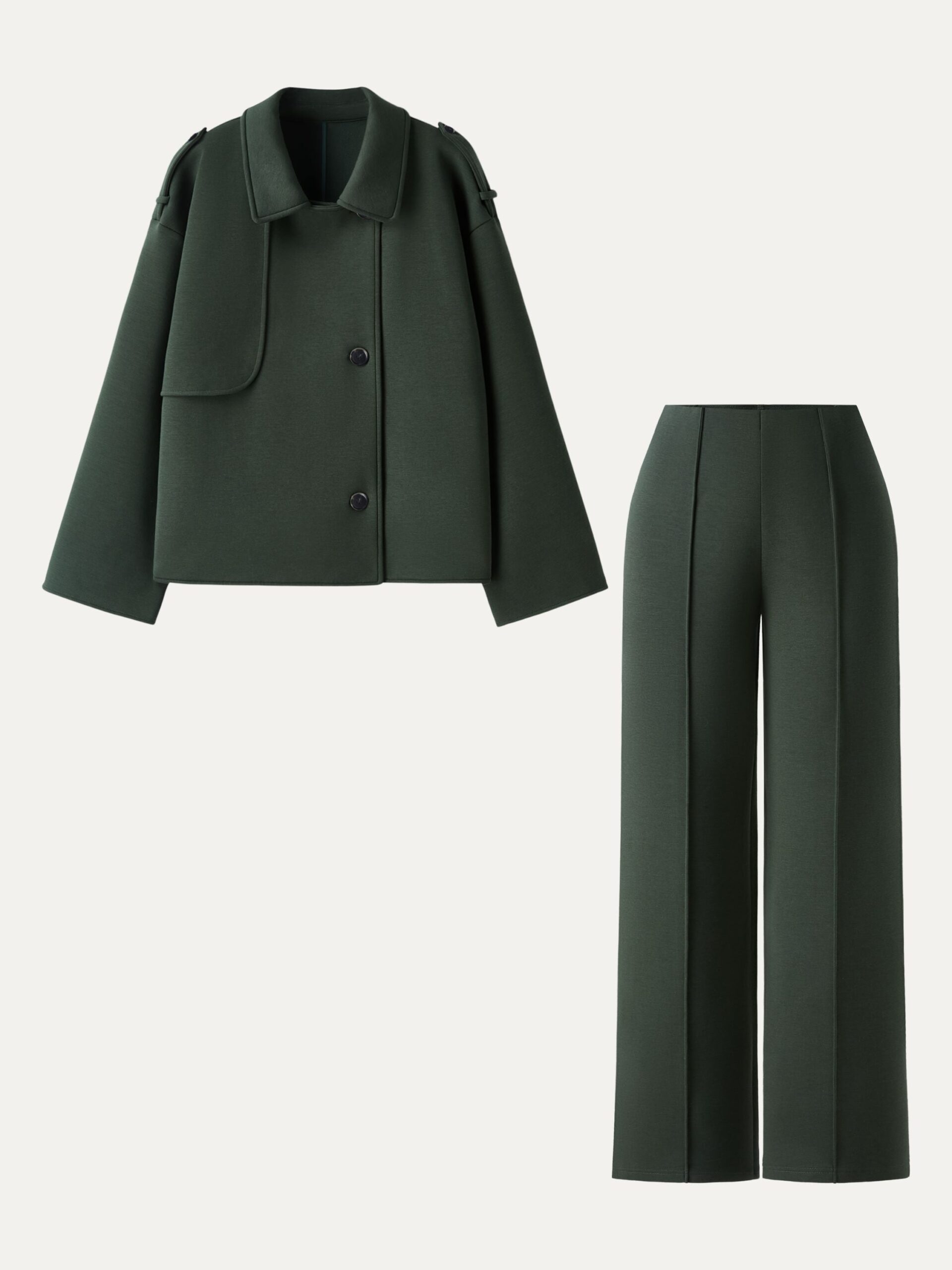 2-teiliges Set: Mantel mit wandelbarem Kragen und Knöpfen & Komforthose mit Bauchkontrolle - Image 2