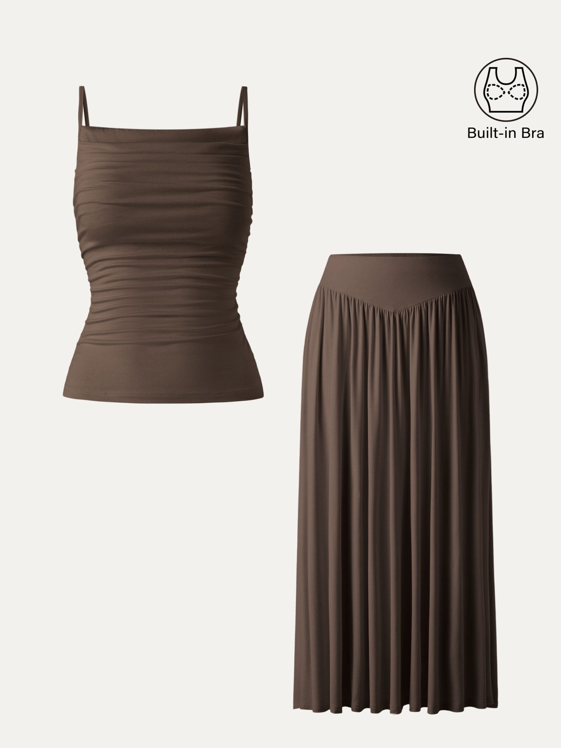 2-teiliges Set mit verstellbaren Spaghettiträgern, Brami und V-förmigem Maxirock mit Taschen - Image 8