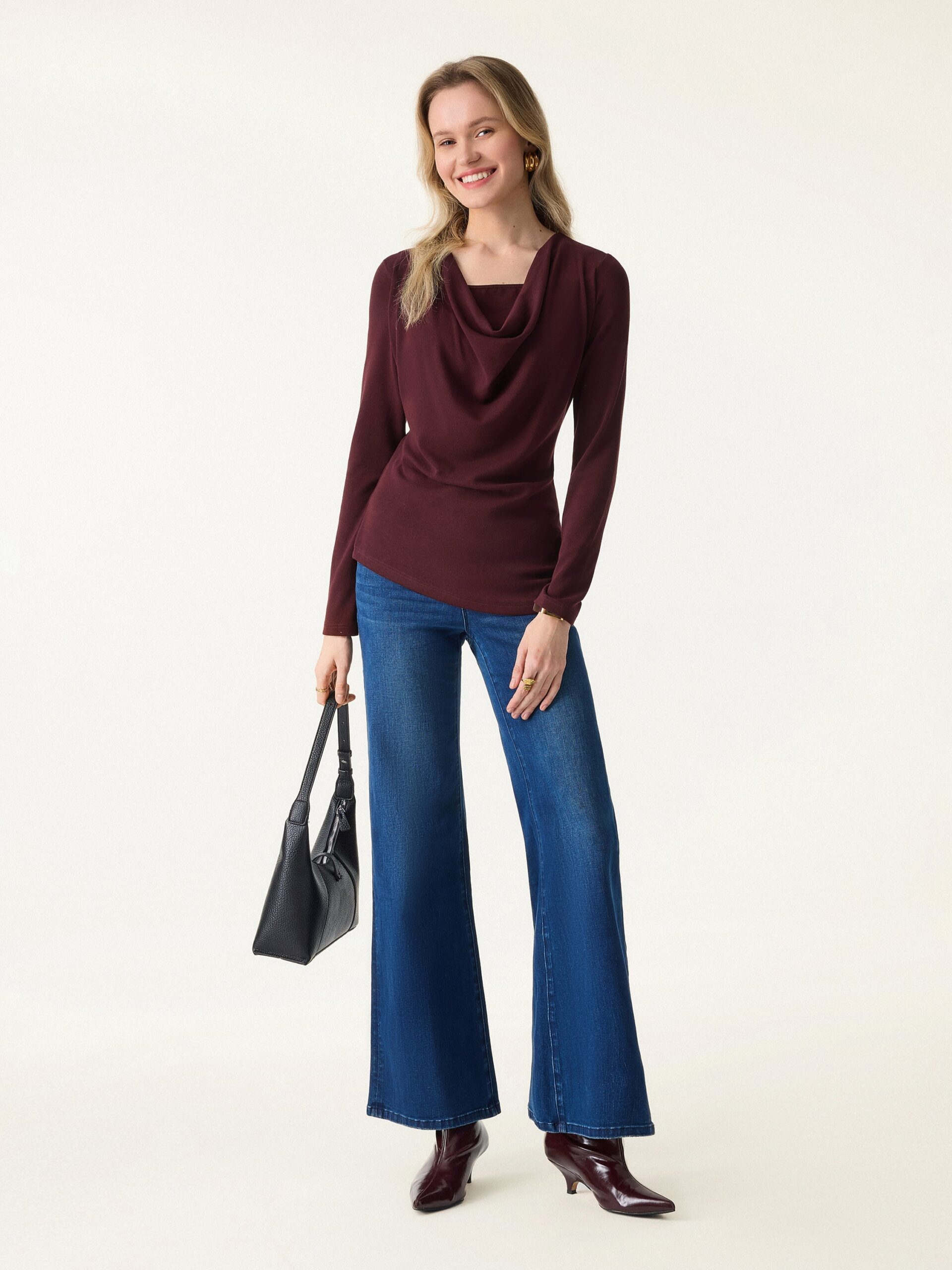 Wasserfallkragen, integrierte Abdeckung, lange Ärmel, BH - Image 3