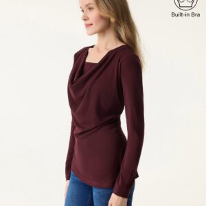 Wasserfallkragen, integrierte Abdeckung, lange Ärmel, BH