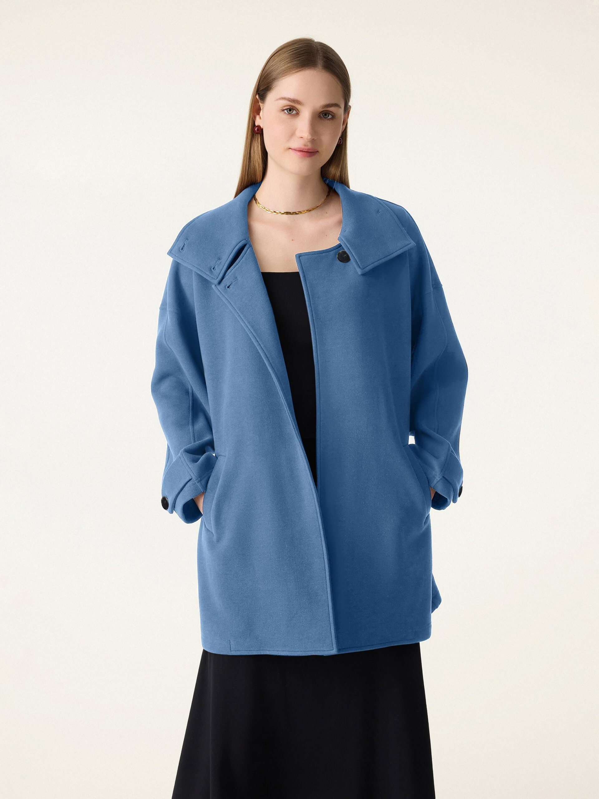 Eleganter Mantel von FuzzLuxe mit Stehkragen und Gürtel - Image 8