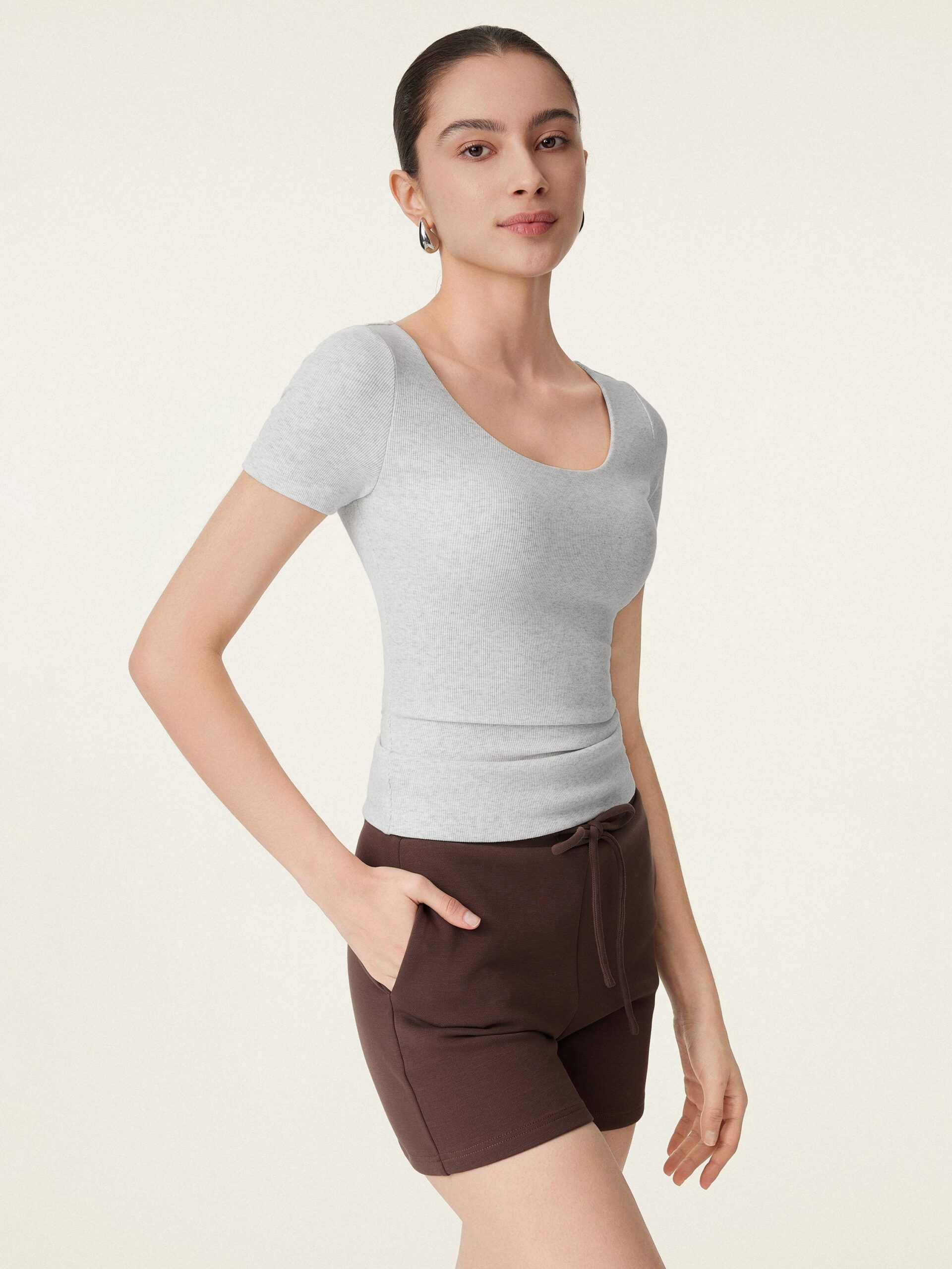 U-Ausschnitt Kurzarm Baumwolle New Airy Brami - Image 13