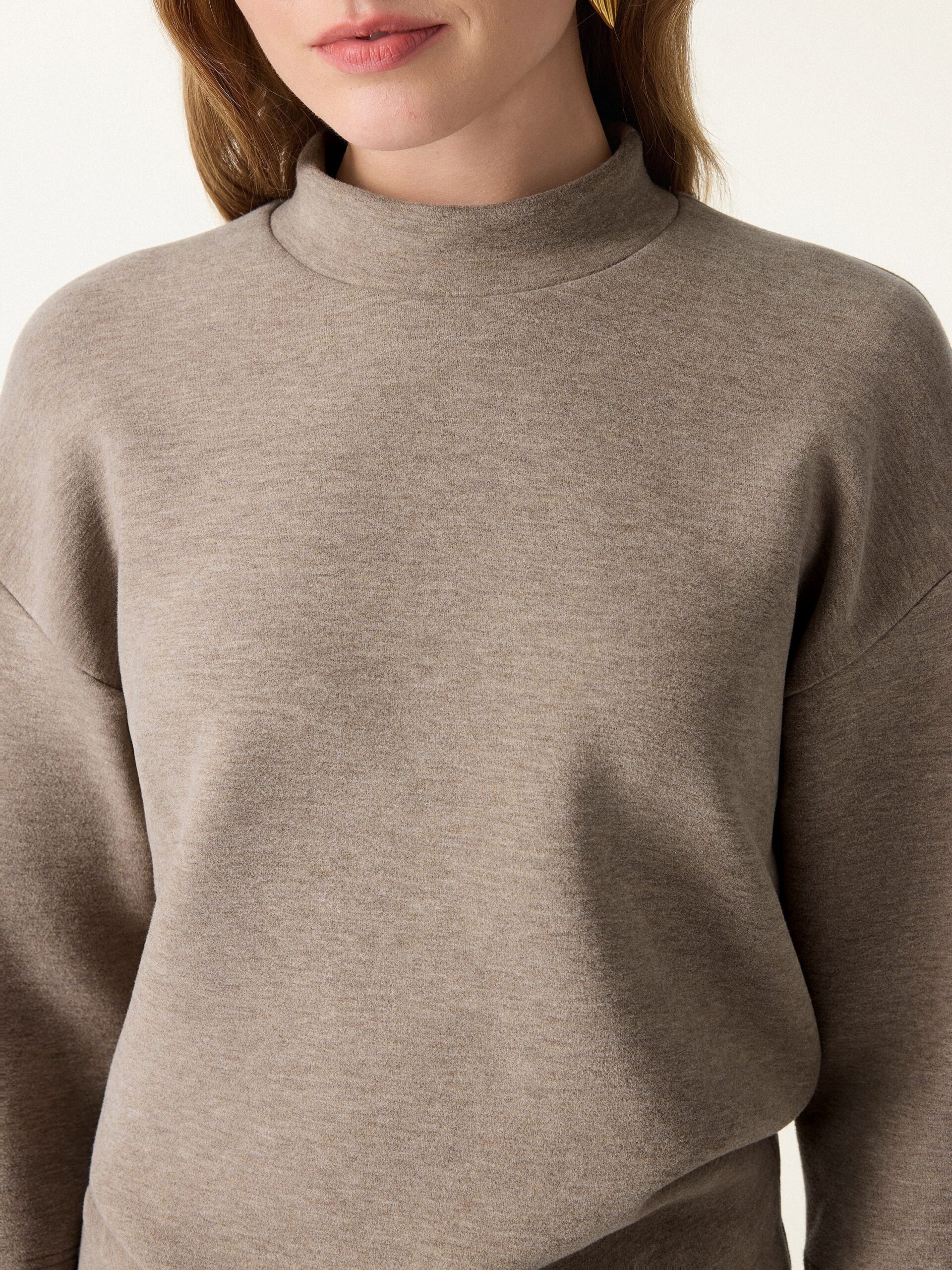 2-teiliges Set: FuzzLuxe Stehkragen-Ärmelwärmer-Top & Midi-A-Linien-Kreisrock - Image 11