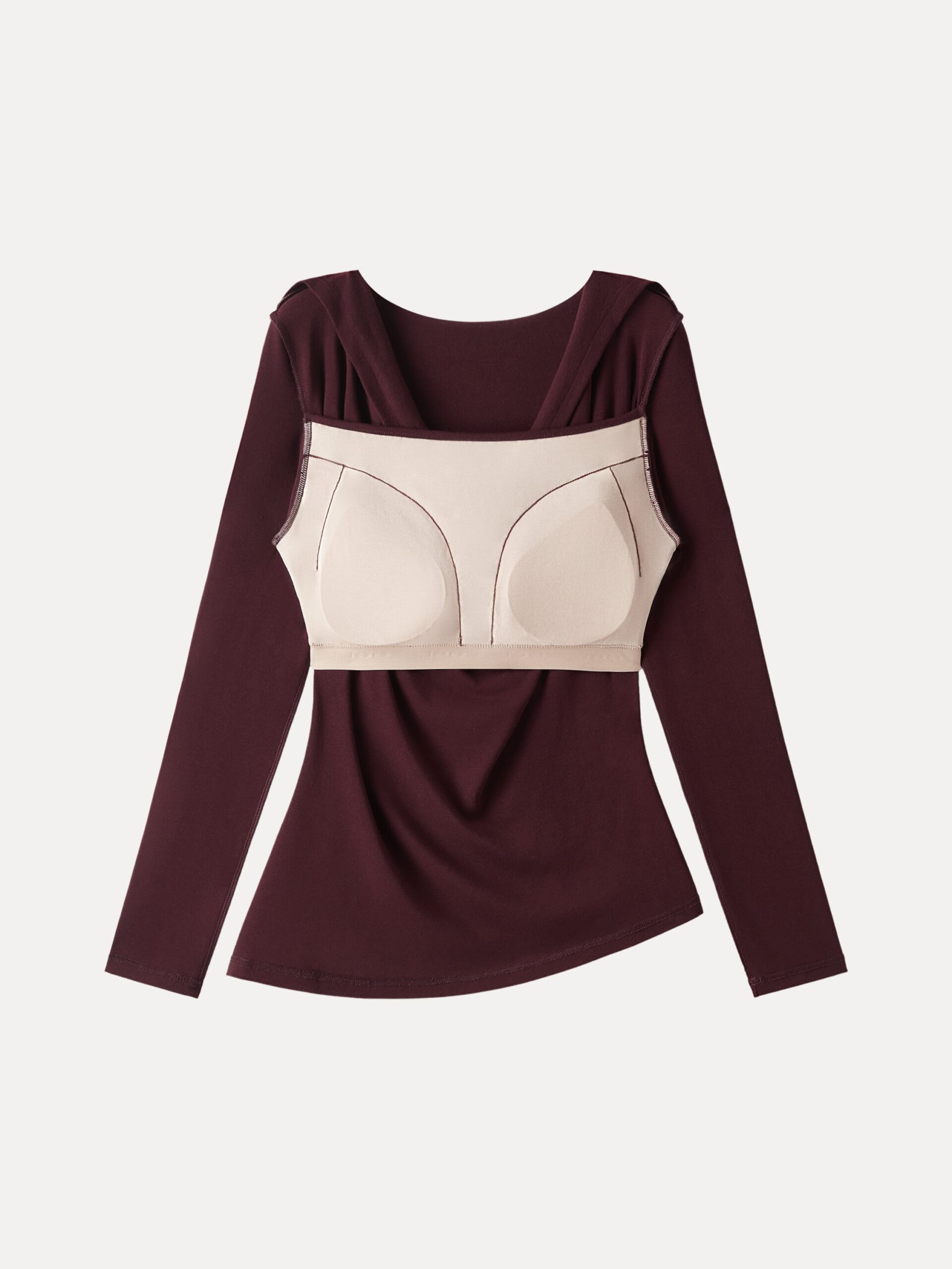 Wasserfallkragen, integrierte Abdeckung, lange Ärmel, BH - Image 8