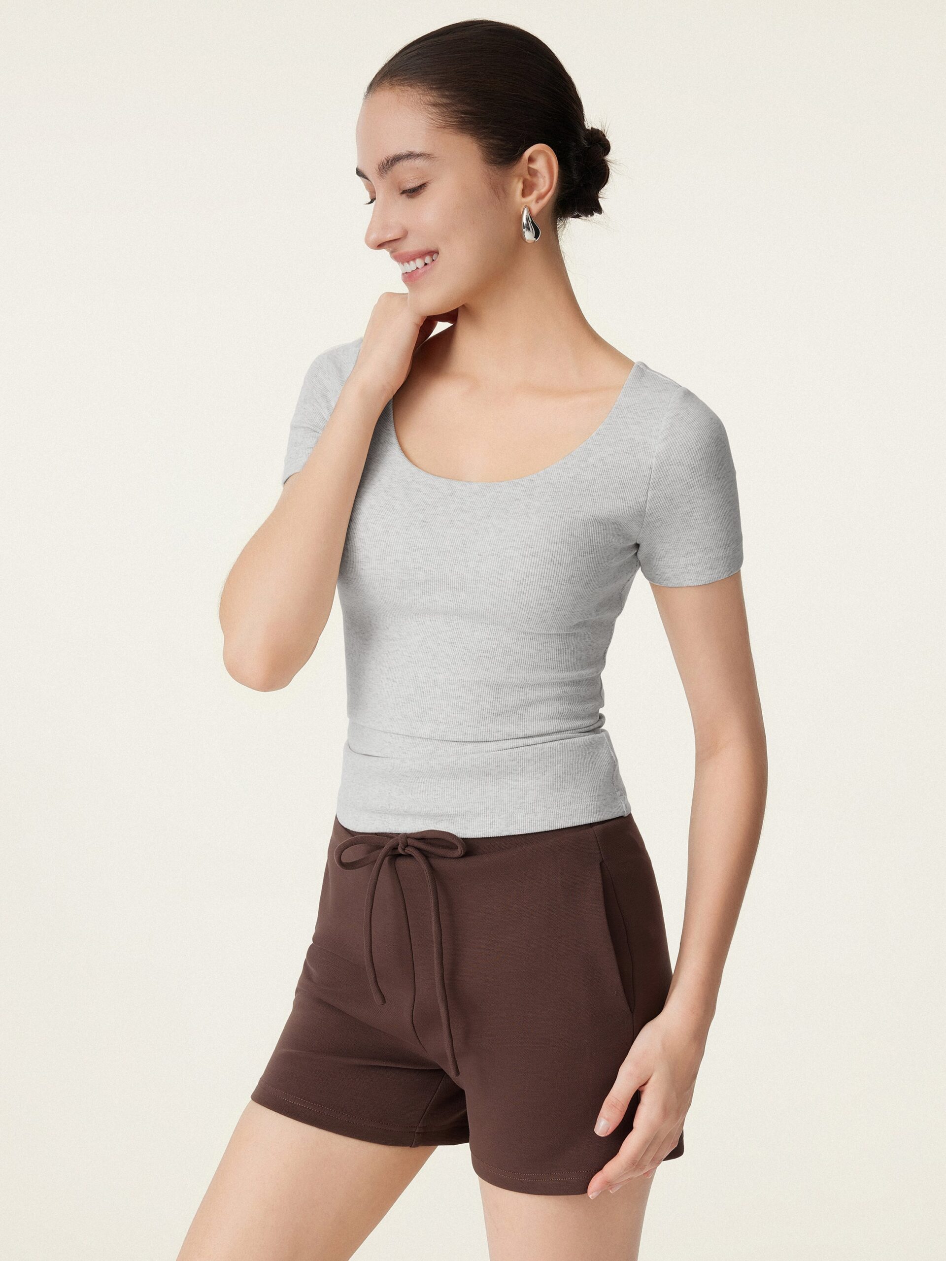 U-Ausschnitt Kurzarm Baumwolle New Airy Brami - Image 12