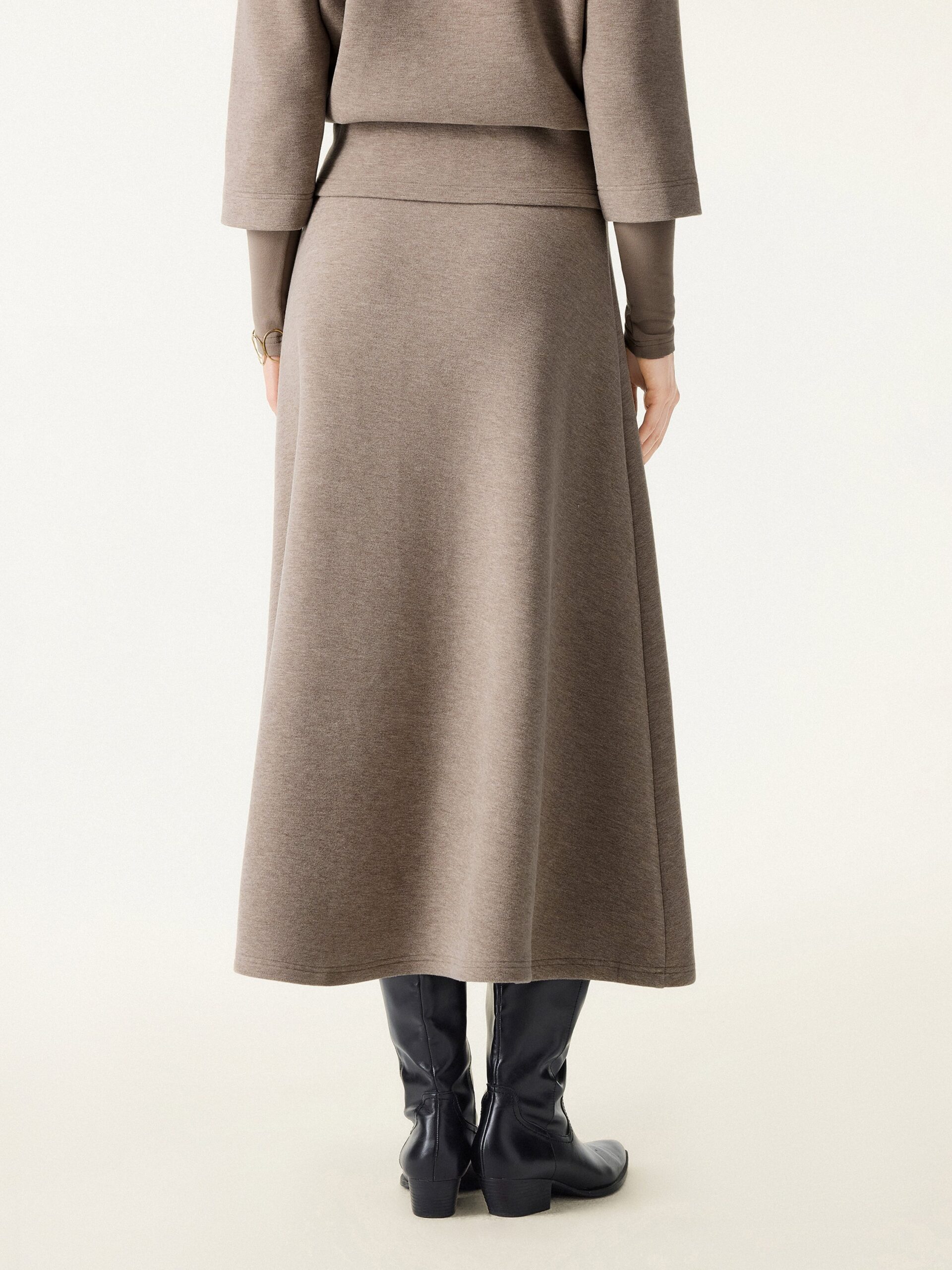 2-teiliges Set: FuzzLuxe Stehkragen-Ärmelwärmer-Top & Midi-A-Linien-Kreisrock - Image 14